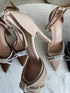 Rhinestone Embedded Pointy Ankle Strap Heels